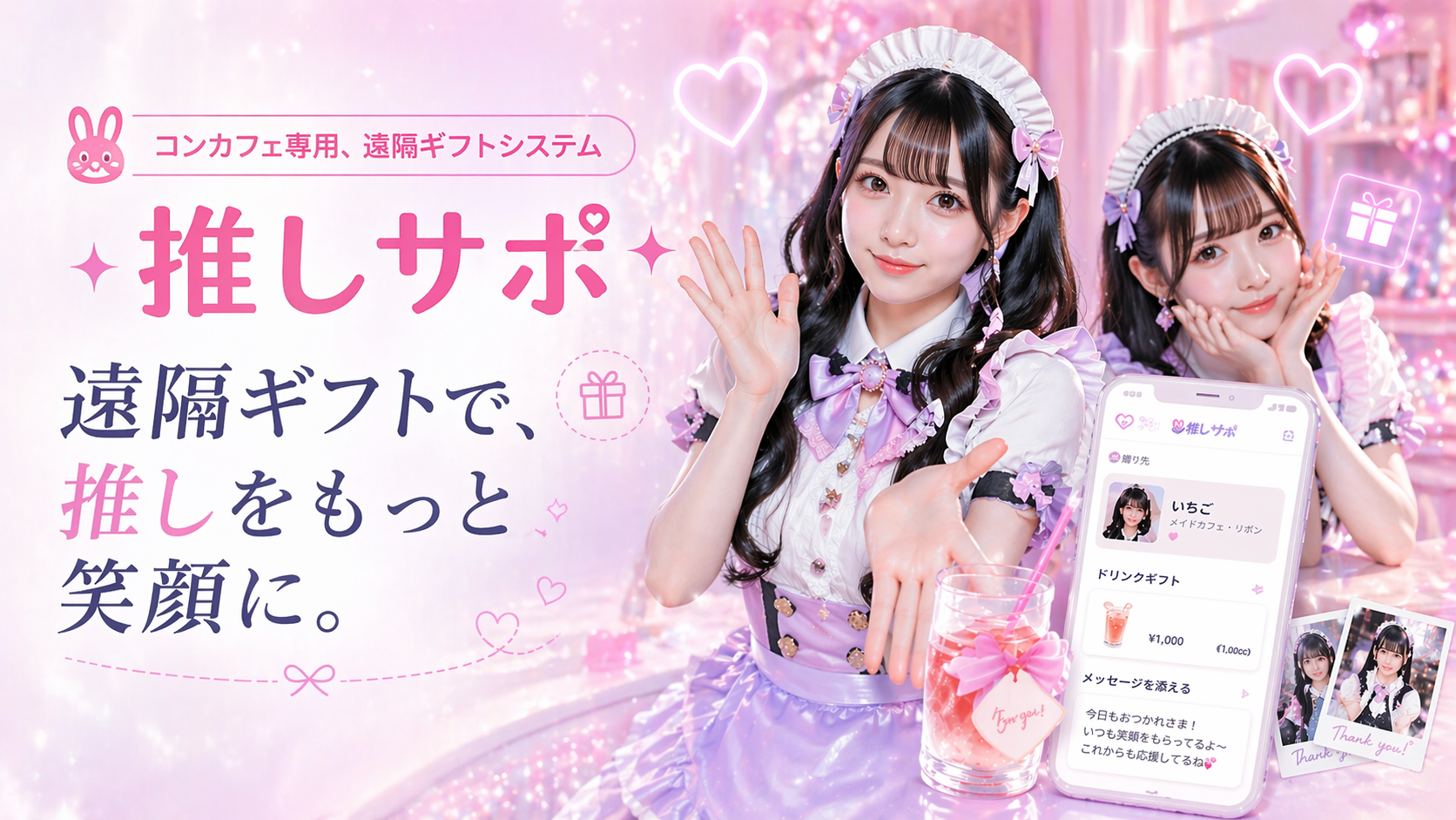 推しサポのダッシュボードとキャストが写るヒーロービジュアル
